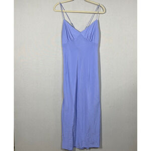 Madewell Dress Women 14 Light Blue Boudoir Slip Maxi V Neck Racerback Party